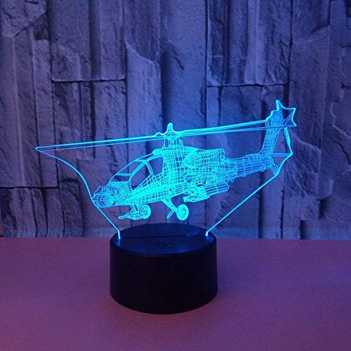 HPBN8 Ltd 3D Hubschrauber Lampe USB Power 7 Farben Amazing Optical Illusion 3D wachsen LED Lampe Formen Kinder Schlafzimmer Nacht Licht.