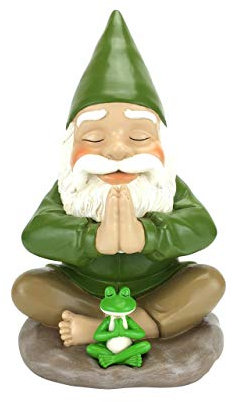 GlitZGlam Zen-Zwerg und Zen-Frosch - Namaste - Ruhe und Frieden für Ihren Feengarten und Ihre Gartenzwerge 23,495 cm große Miniaturzwergenfigur