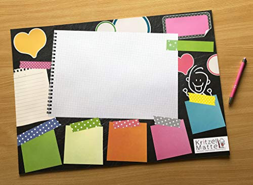 Schreibtischunterlage DIN A2 Papier XXL POST-IT NOTIZEN KRITZELMATTE Schreibunterlage mit 25 Blatt Papier zum Abreißen für Kinder und Erwachsene - Klimaneutral produziert (1 Stück)