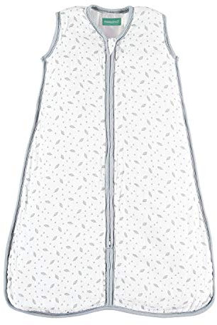 molis&co - Baby Schlafsack ärmellos - Ideal für Frühling und Herbst - Babyschlafsack 1 tog ohne Ärmel - Leicht gepolstert - Babyschlafsack Neugeborene - Premium-Musselin - Grey Leaf (60 cm)