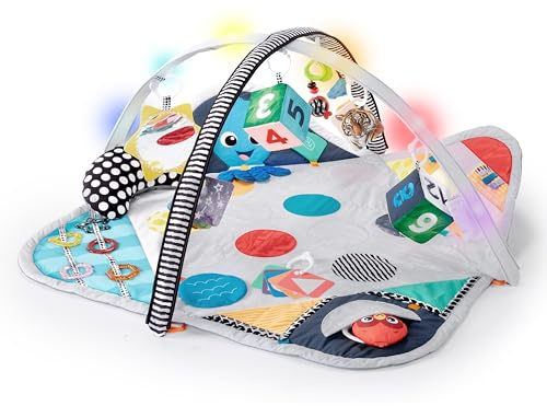 Baby Einstein, Spieldecke Sensory Play Space mit Lichtern, Melodien, Spielbogen, 4 Spielecken, 18 Spielzeugen und Stützkissen