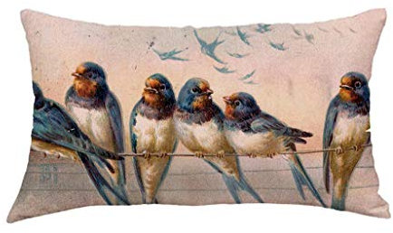 Xmiral Kissenbez黦e Kissenh黮len Vogel Drucken Baumwollmischung Kopfkissenbezug 30cmx50cm(K)