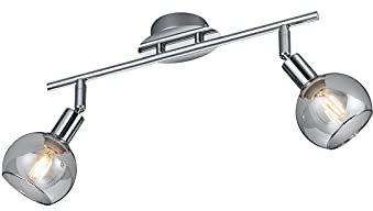 2-flammiger Deckenstrahler mit Rauchglas Lampenschirmen, Breite 40cm