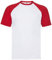 Fruit of the Loom Shortsleeve Baseball T-Shirt S M L XL XXL, Größe:3XL, Farbe:weiß/rot