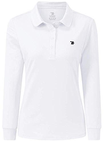 AIRIKE Golf Polo Shirts for Women Long Sleeve Colourful Quick-Dry Workwear & Activewear-Womens Athletic Apparel - White - XX-Large