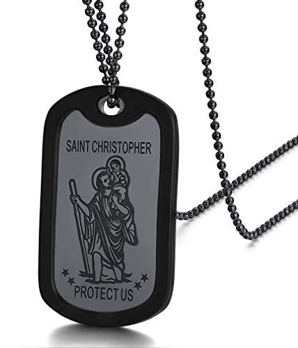 FaithHeart Saint Christophorus Amulett für Herren Damen, Kette mit Schwarzer Silikon Hundemarke Anhänger, Amulett Accessoires für das Fahrer Reisende