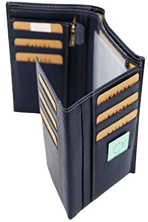 Gand Porte Feuille Unisexe Katana à 3 Volets en Cuir réf 953017 (11 coul. disp.) (Bleu Marine)