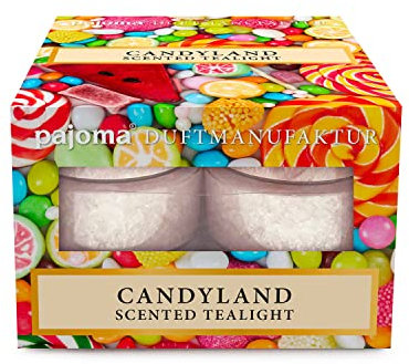 pajoma Teelichter Duftkerzen, in Polycarbonat Hülle oder im Glas, duftintensiv (Candy Land, Teelichte)