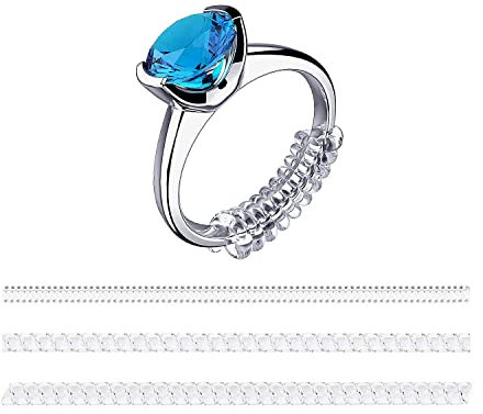 NAVZA® Ring Size Adjuster for Loose Rings (4 Sizes) - Transparent Silicone Resizer, Spacer - Guard Clip Jewelry Tightener Fit Almost Any Ring (Pack of 4) (Silicone) (Clear) (Transparent)