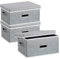 HORRAu Fabric Storage Boxes with Lids 3 Pack, Grey Collapsible Storage Bin 37x27x20 CM, 20L