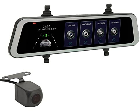 10.3 -Zoll -Spiegel Dash Cam Backup -Kamera, 1080p Full HD Touchscreen Smart Rückspiegel für Autos & LKWs, Nachtsicht, Parkhilfe, G -Sensor(K90)