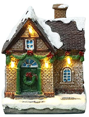 JAWSEU Weihnachtsdorf mit LED Beleuchtung, LED Weihnachtsstadt, Mini Weihnachtshäuser Weihnachtsdeko, Weihnachtsdorf Weihnachts Szene Tisch Deko