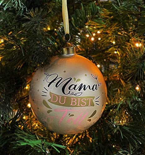 Christbaumkugel - Mama du bist toll - Weihnachtskugel Echt Glas Gold