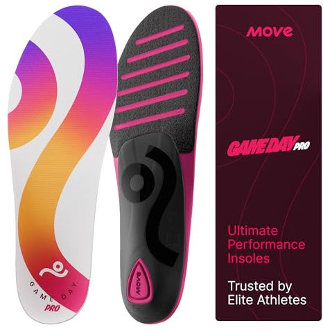 Move Game Day Pro – Ultimative Performance-Sport-Einlegesohlen für Basketball, Volleyball, Fußball, Leichtathletik, Baseball, Laufen und aktiven Lebensstil – Verbund-Ferse für zusätzliche