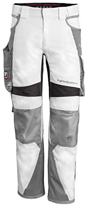 Grizzlyskin Arbeitshose Weiß/Grau, N58 - Unisex Workwear Bundhose für Männer und Damen mit vielen Taschen, Cordura-Schutzhose