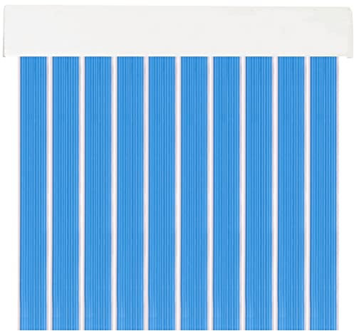 MERCURY TEXTIL- Cortinas para Interior o Exterior 90x210 cm de PVC con Barra de Aluminio, Anti Moscas e Insectos. Ideal para Porche, Cocina y terraza. Fácil Instalación. (L1, Azul)