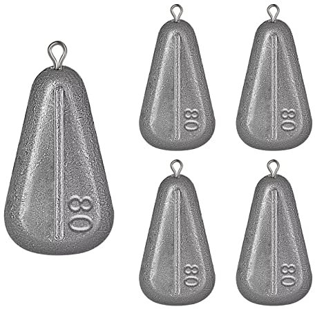 THKFISH Angelgewichte, Bleigewichte, kein Verhaken, flache Inline-Senkblei für Catfishing Rigs Salzwasser Süßwasser 80G - 5 Stück
