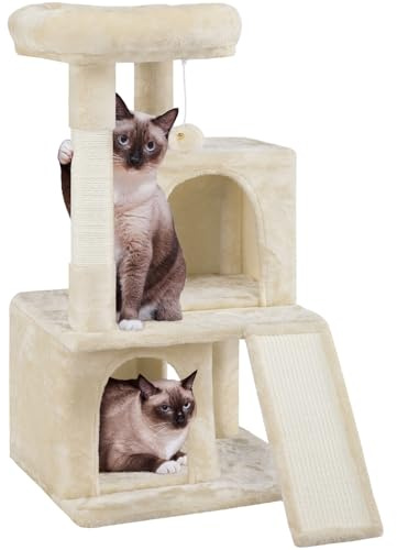 Yaheetech Tiragraffi Albero per Gatti con Trespolo Grande 91 cm Gioco Giocattolo per Gatti 49 x 45,5 x 91 cm Beige