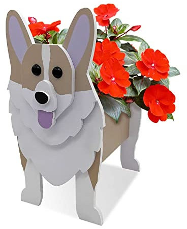 RALIRA Kava Bear Hunde-Pflanzgefäß, Pflanzentöpfe aus Holz, Hunde-Pflanzgefäß, Aufbewahrungsbehälter, Hunde-Blumentöpfe, Container-Hunde-Pflanzgefäße für Pflanzen im Freien, Kindu