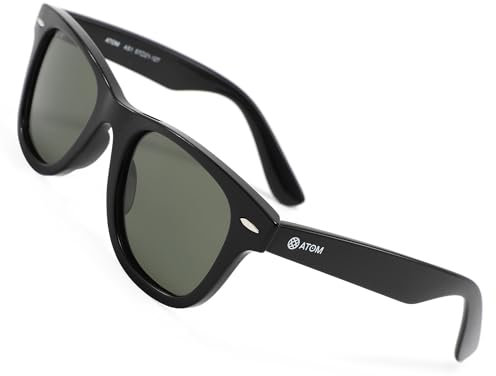 ATOM Polarized 100% UV Protection Kids Sunglasses - Aged between 5-12 Years Children Sunglasses for Boys and Girls (Green Lens, Black & Black)