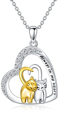Flpruy Katzen Kette Silber 925 Katze Anhänger Katzen Schmuck Katzen Halskette Geschenke für Mädchen Damen Kinder
