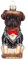 Christbaumschmuck Mops im Frack 9cm Glas - modischer Hund im Anzug zum Aufhängen Braun Beige - Weihnachtsbaum Anhänger Haustiere - Mode & Handbemalter Weihnachtsbaumschmuck