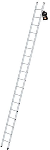 PROREGAL Sprossen-Anlegeleiter 350mm ohne Traverse Made in Germany | 18 Sprossen | Arbeitshöhe 5,9m | Traglast 150kg | Alu | Leiter, Trittleiter, Bockleiter, Sprossen-Doppelleiter