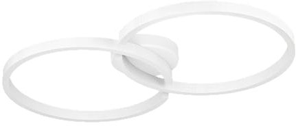 Eglo Amandolo - Plafoniera LED, lampada da soffitto dimmerabile con telecomando, plafoniera geometrica con cerchi in metallo bianco, colore luce bianco caldo, bianco freddo, retroilluminazione RGB