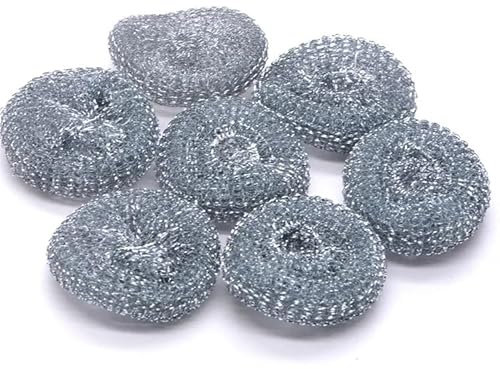 UrbanWaze - Pack of 8 -Stainless Steel Scourers, Big 10cm by 10cm, Thick Heavy Duty Rust Free Industrial Metal Scourer for Cleaning Kitchen, Barbecues, Grease, Paint Removal & Heavy Duty Applications