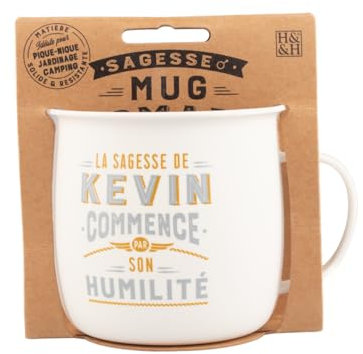 Mug Nomade - Mug à thé et café personnalisé Kevin - Cadeau pour Homme, Couleurs Pastel.