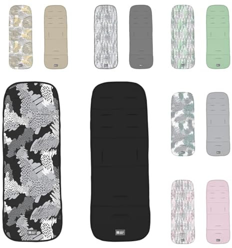 Kikkaboo Kinderwageneinlage Sitzauflage beidseitig verwendbar Universalauflage, Farbe:schwarz