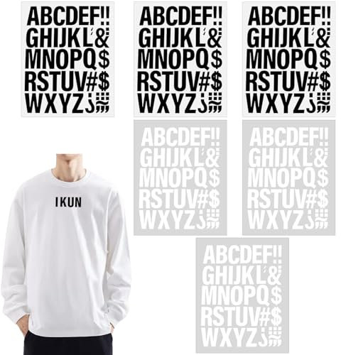 MytaYt 6 Blätter Buchstaben Aufbügeln Wasserdicht Bügel Patches Buchstaben Zahlen zum Aufbügeln Heat Transfer Buchstaben zum Aufbügeln Stoff Patches für DIY, Hut, Jeans, Textilien, TShirt Druck