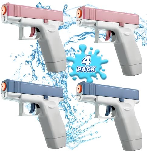 Water Pistols For Kids, 4 Pack Water Gun Cool Small Pistol Guns,Water Soaker Gun Beach Garden Toy Pool Bath Party Water Fighting Toys Gifts for Boys Girls Children