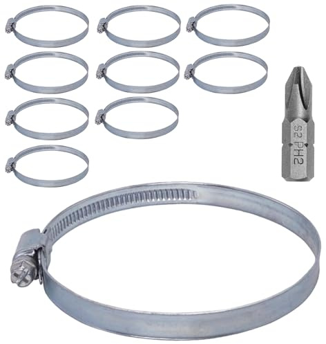 SKIR'CO (10 Stück) Verstellbare Schlauchschellen 130-150 mm, verzinkter Stahl Schlauchschellen DIN 3017, Rohrschellen, Schlauchschellen mit verstellbarem Durchmesser