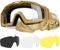OneTigris Airsoft Brille, Taktische Schutzbrille mit 3 Wechselobjektive, Jagdbrille mit CE EN166 und ANSI Z87.1, Airsoft Gläser für Paintball, Jagd, CS, Radfahren, Outdoor, Coyote Braun