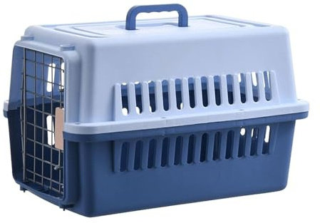 BARGAIN4ALL Transportbox für Haustiere, Hundehütte, Katze, Hund, Käfig für Kaninchen, Reisen, Outdoor, Haustier-Luftbox für Kleintiere, atmungsaktiver Reisekäfig, Transportbox, Haustierbedarf (blau)