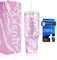 HUSKY ICE Thermobecher mit Strohhalm und Griff [24h Eiskalt] 1.2 Liter Tumbler Cup - Trinkbecher mit Deckel und Strohhalm - Kaffebecher Quencher – Isolierbecher & Thermos (Pink bemustert)