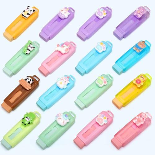 VICHOS 16 Stück RetractableT Radiergummi Kinder, Gastgeschenk für Mitgebsel Kindergeburtstag 5 6 7 8 9 10 Jahre, Give Aways Kindergeburtstag Gastgeschenke für Kinder