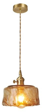 Svetilnikya Vintage Messing Glas Pendelleuchte, Retro Messing Drop Hängelampe mit Schalter Pendelleuchte für Kücheninsel Schlafzimmer Esszimmer Vntage Lampe (C)