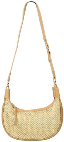 Mini sac en osier – Sac en paille, sac tissé, sacs en paille pour femme, sac en raphia, sac de plage en paille, sac en demi-lune, pochette de paille, petits pains de raviolis rétro, sac à main d'été,