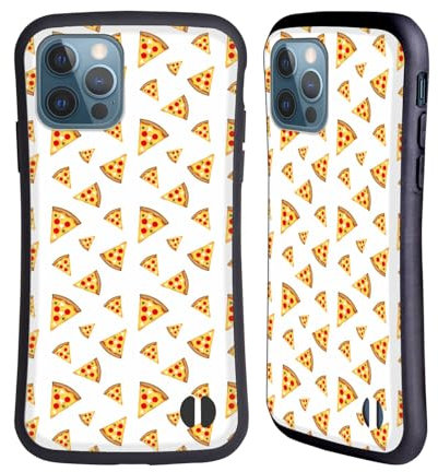 Head Case Designs Offizielle PLdesign Coole Lustige Pizzastücke Weiß Ernährungsmuster Hybride Handyhülle Hülle Huelle kompatibel mit Apple iPhone 12 / iPhone 12 Pro