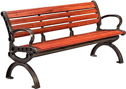 Outdoor-Bänke, Parkbank, Terrasse, Gartenbank, Hinterhofbänke, Outdoor-Parkbank, 3-Sitzer, korrosionsbeständiger Stuhl mit Aluminiumgussrahmen, Carbon-Stuhl, Lattenrost-Gartenbank (Farbe: Braun) (Ora
