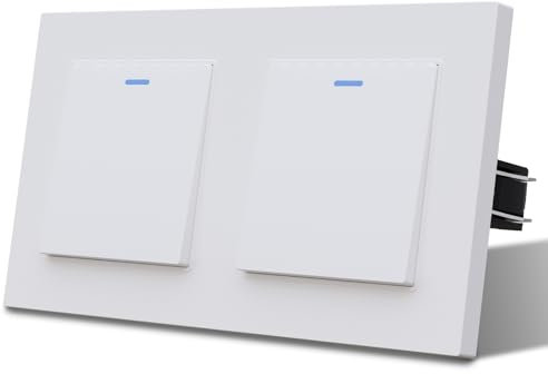 MVAVA Lichtschalter Unterputz 1 Fach 1 Weg Lichtschalter mit LED 86 * 157mm Taste Schalter Wandschalter Kippschalter Weiß