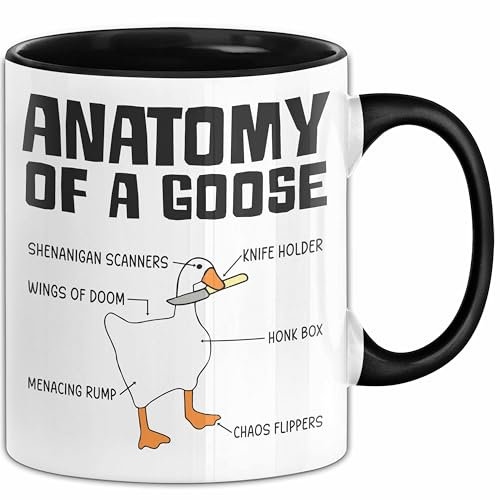 Gans Tasse Geschenk Mit Humor Anatomy Of A Goose Knife Holder Wings Of Doom Kaffee-Becher (Schwarz)