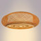 Susoso Deckenlampe, Deckenleuchte mit Standard E27 Lampenfassungen Rund Wohnzimmerlampe Schlafzimmerlampe Handgeflochten für Flure 50x16cm Rattan Gelb