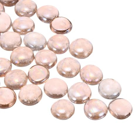 sourcing map Keramikperlen, flache Keramikperlen, rosa schillernd, 0,5 kg, Keramik-Marmoren, Kieselsteine für Vasenfüller, Aquarium-Dekoration, DIY Handwerk