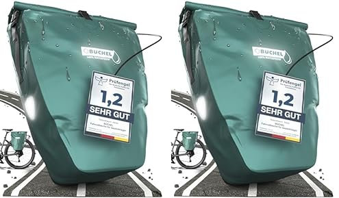 Büchel Fahrradtasche für Gepäckträger I 25.4 L - 100% Wasserdicht I mit Tragegriff und Schultergurt I fahrradtasche gepäckträger, gepäckträgertasche, Fahrrad Taschen hinten (Packung mit 2)