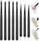 Pinceau Nail Art Ongles, 8 Pièces Outils de Manucure, Pinceaux UV Construction Fin Liner, Plat, Rond French Manucure, pour DIY Nails Art (Black)