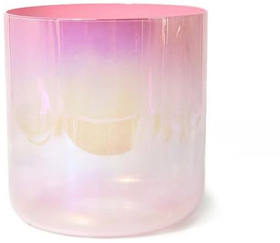 SUPER FOREST Cuenco Tibetano de Cristal Rosa melocotón Degradado, 432 Hz, Cuenco de Chakras de Cuarzo para meditación de Yoga, Cuenco de Sonido Morado Degradado Transparente con percutor de CRI
