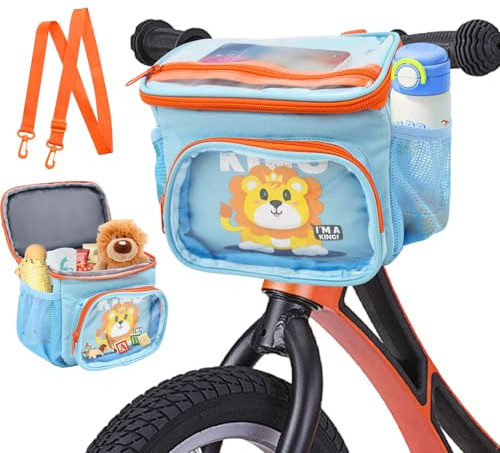 Cyiecw Lenkertasche Fahrrad Kinder mit Schultergurt, Fahrradkorb Kinder Vorne für Mädchen Jungen, Wasserdicht Kinderfahrrad Zubehör für Laufrad, Dreirad, Roller, Scooter